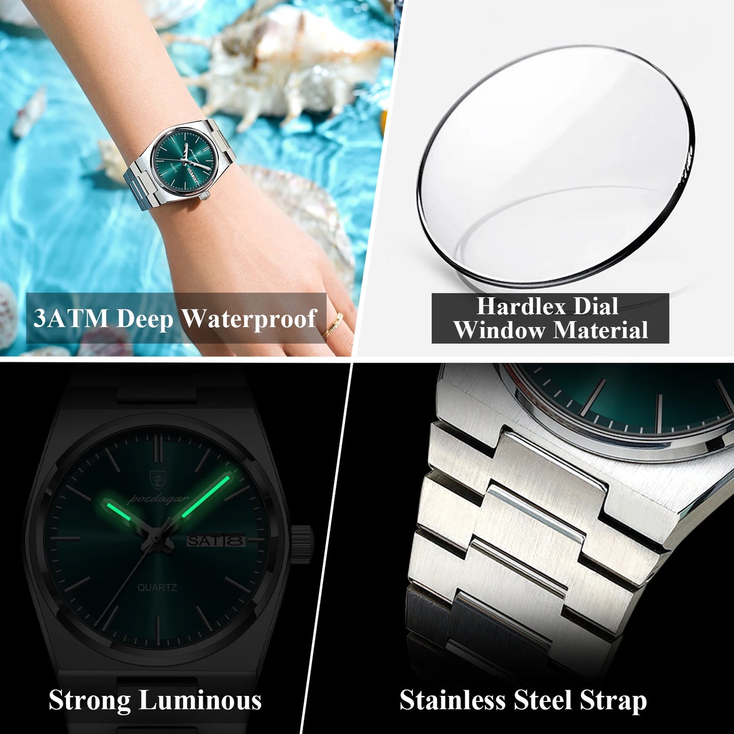POEDAGAR   for Woman Ladies Elegant Quartz     Week    Watches