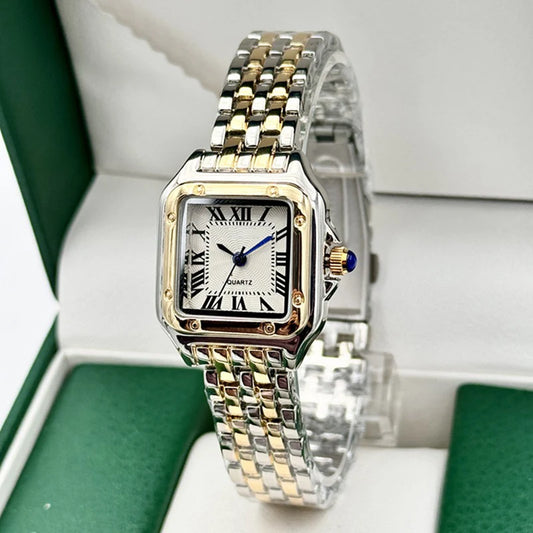 MAYZHISU   Square Watches Gold Alloy Strap  Ladies Quartz Wristwatches Qualities  Roman Scale