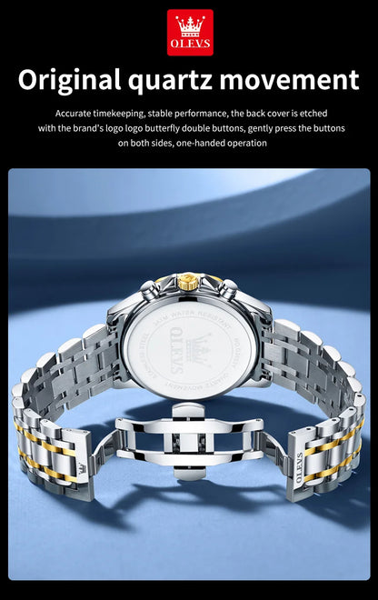 OLEVS 3653 Men   Brand Quartz  Multi functional Automatic  Timer    Moonphase