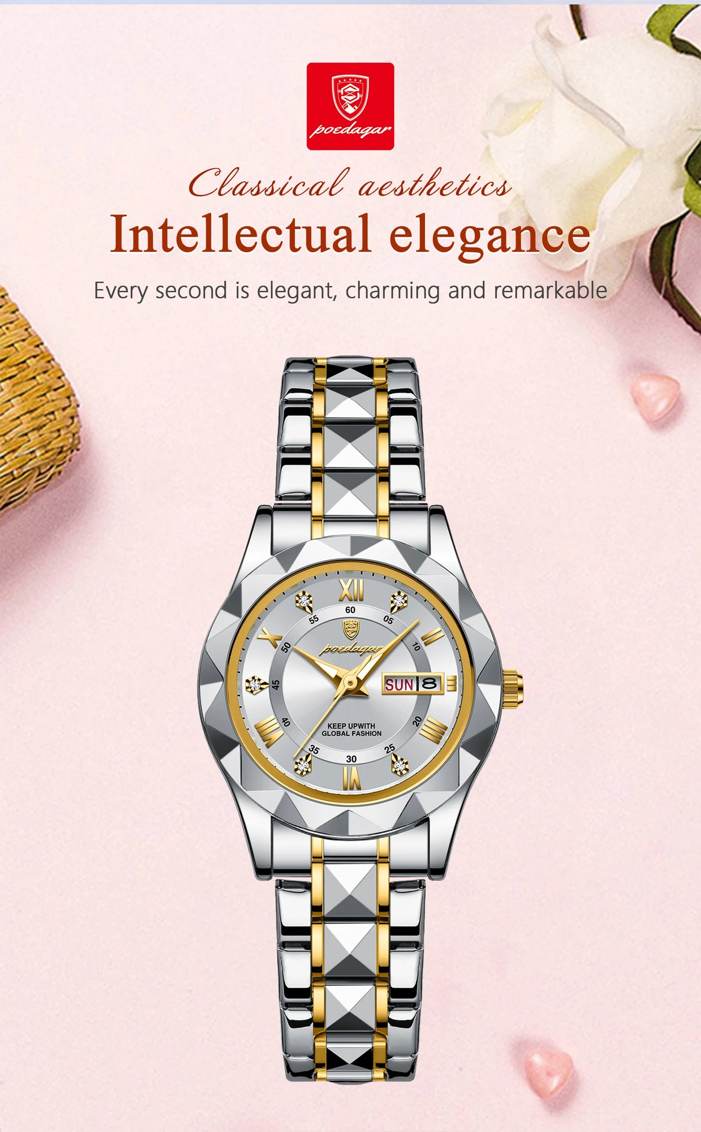 POEDAGAR  Quartz  for Ladies    Week   Women Watches Elegant Dress WristWatch+box