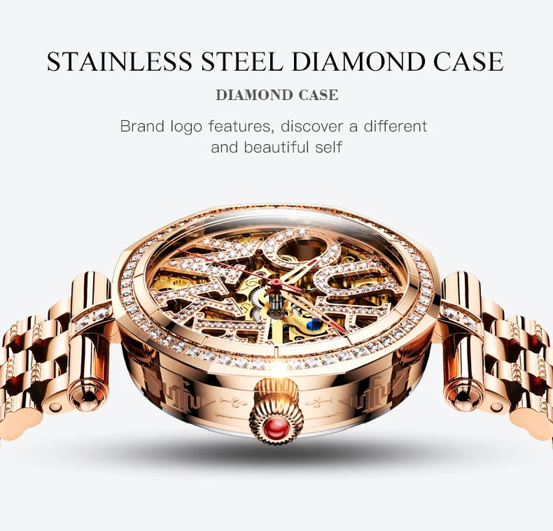 OUPINKE 3175 Women  Original Automatic Mechanical   Brand   Elegant Gift Box Girls' Diamond