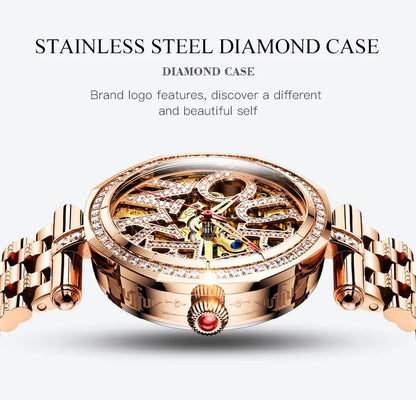 OUPINKE 3175 Women  Original Automatic Mechanical   Brand   Elegant Gift Box Girls' Diamond