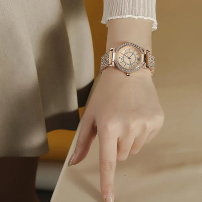 UTHAI H11   Quartz  Full Diamond  Band Water Diamond Full Sky Star Roman Pattern Bracelet Watches Girl