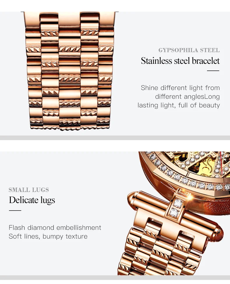 OUPINKE 3175 Women  Original Automatic Mechanical   Brand   Elegant Gift Box Girls' Diamond