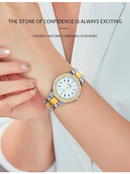 Elegant Casual Goldn  Crystal Diamond Inlaid    Silver  Quartz