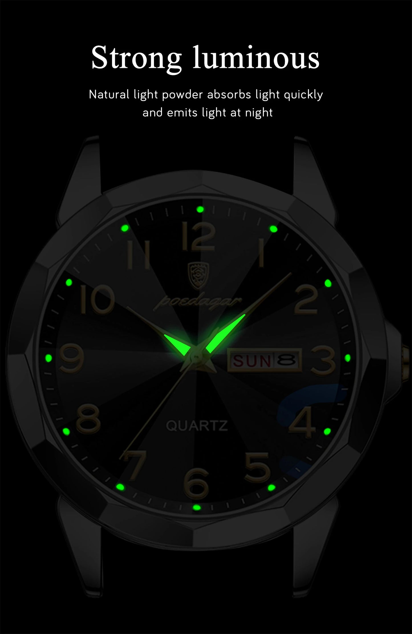 POEDAGAR Men‘s Watches Trend  Original Quartz  for Man Rhombus Mirror Waterpoof   Wristwatch  Week