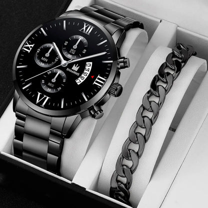 Mens   Quartz   Fake Three Eye Six Pin Calendar Men    Belt Men Watches