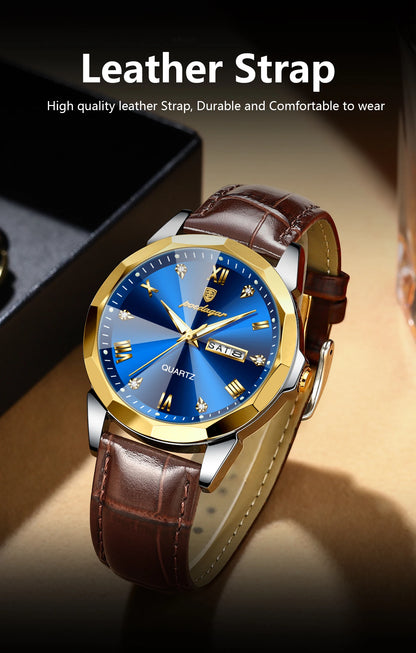POEDAGAR  Man Wristwatch High Quality Quartz   Men     Week Leather  Watches