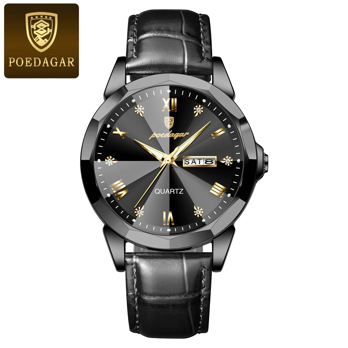 POEDAGAR  Man Wristwatch High Quality Quartz   Men     Week Leather  Watches