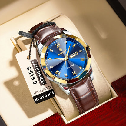 POEDAGAR  Man Wristwatch High Quality Quartz   Men     Week Leather  Watches