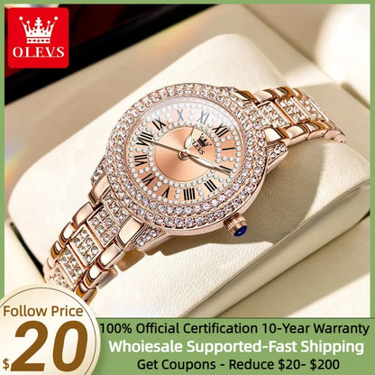 OLEVS 9943 Original Diamond  for Women  Elegant  steel  Quartz Wristwatch  Ladies' Watches