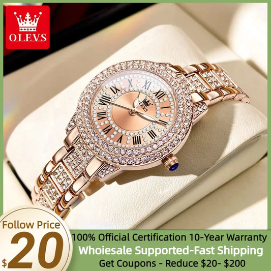 OLEVS 9943 Original Diamond  for Women  Elegant  steel  Quartz Wristwatch  Ladies' Watches