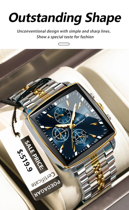 POEDAGAR  Men      Man Wristwatch Square   Quartz  Watches Reloj