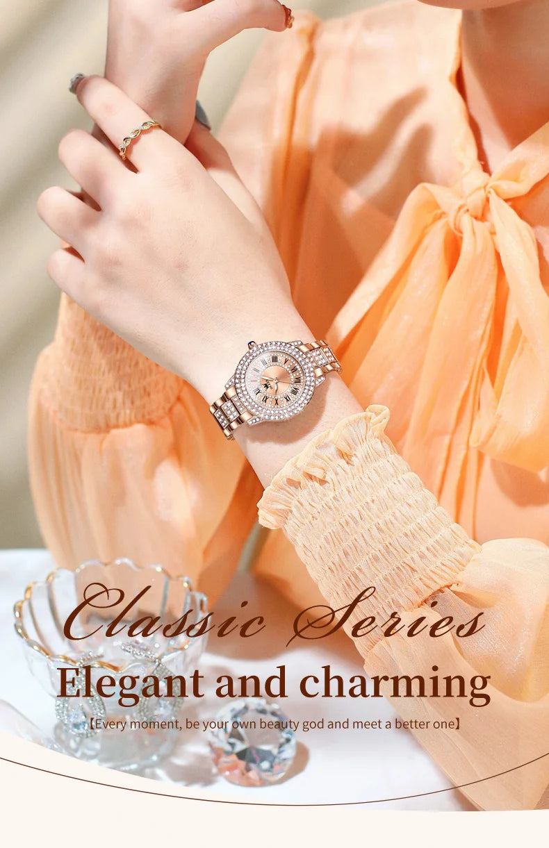 OLEVS 9943 Original Diamond  for Women  Elegant  steel  Quartz Wristwatch  Ladies' Watches