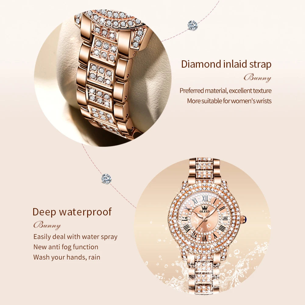 OLEVS 9943 Original Diamond  for Women  Elegant  steel  Quartz Wristwatch  Ladies' Watches