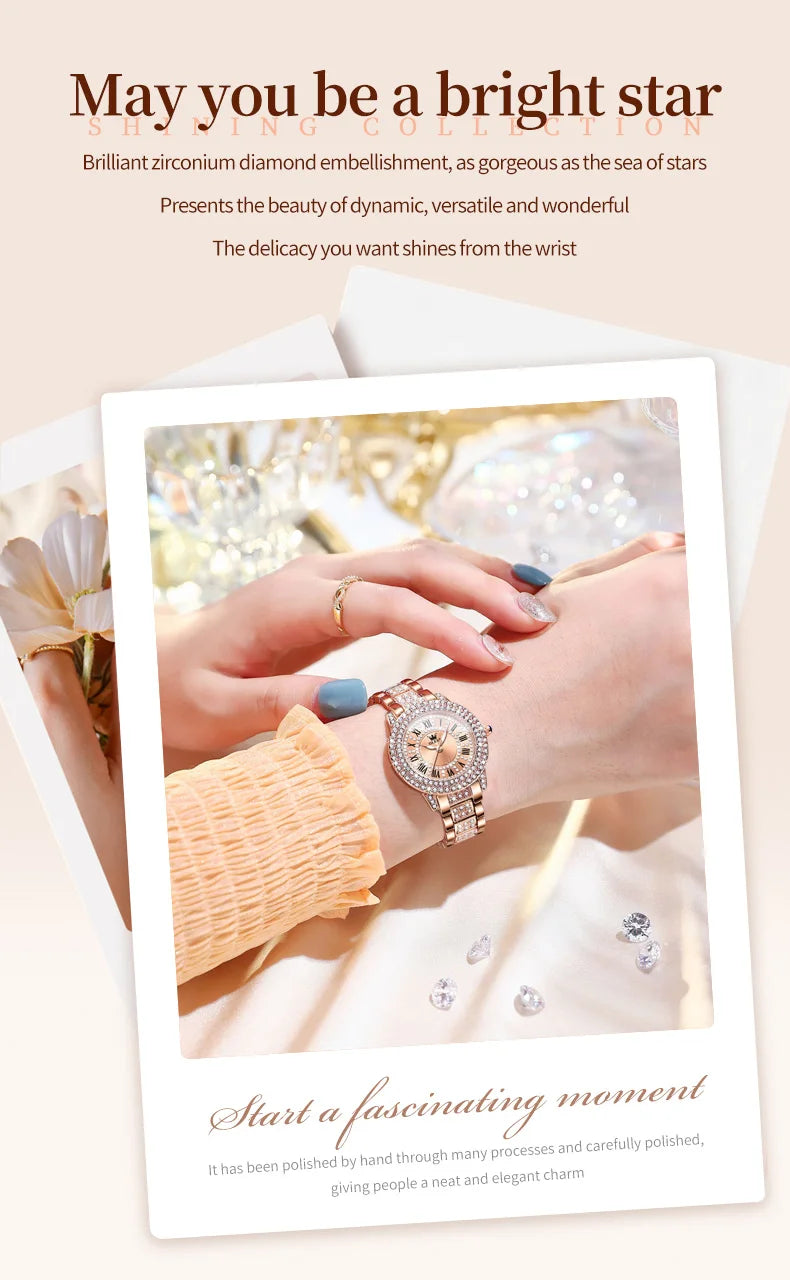 OLEVS 9943 Original Diamond  for Women  Elegant  steel  Quartz Wristwatch  Ladies' Watches