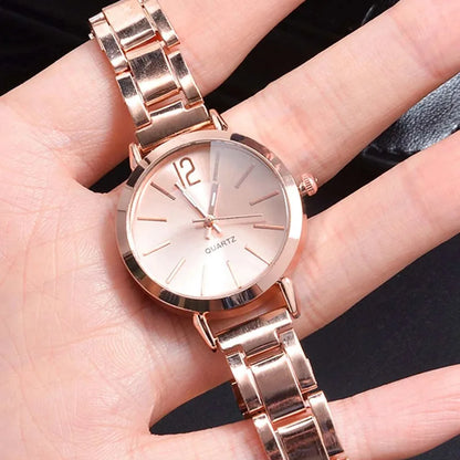 for Women Simple Round Dial   Gold Bracelet Quartz Wristwatch Students Ladies Watches Reloj Mujer
