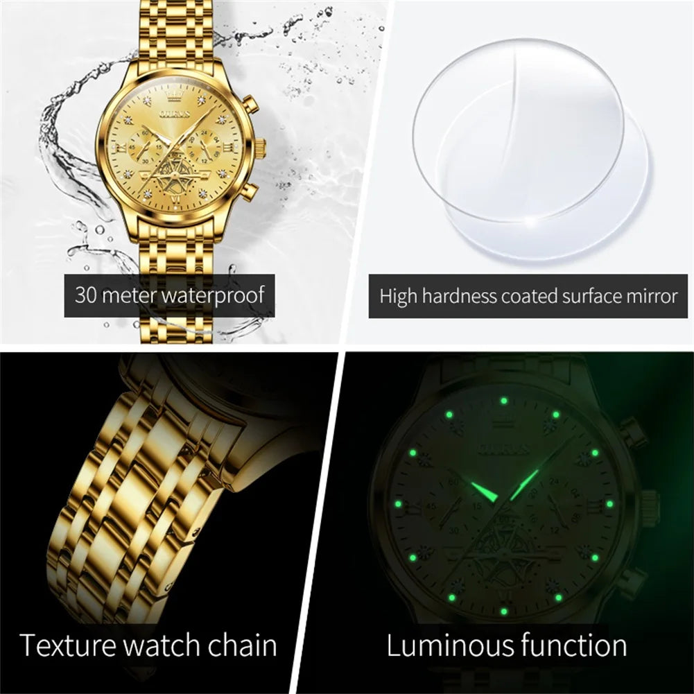 OLEVS Flywheel Skeleton Women Quartz   steel    Ladies Bracelet  for Women Set