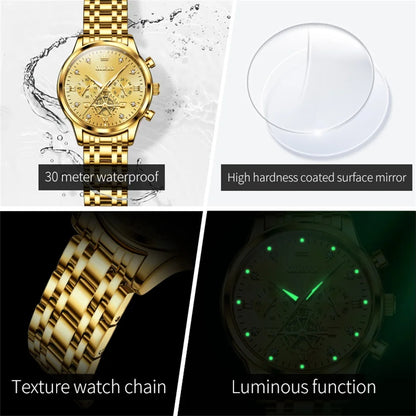 OLEVS Flywheel Skeleton Women Quartz   steel    Ladies Bracelet  for Women Set