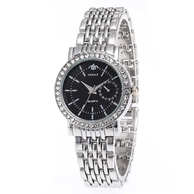 Exquisite Women Quartz    Casual Round Rhinestone Quartz  Gift For Friends Family Relogio