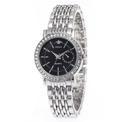 Exquisite Women Quartz    Casual Round Rhinestone Quartz  Gift For Friends Family Relogio