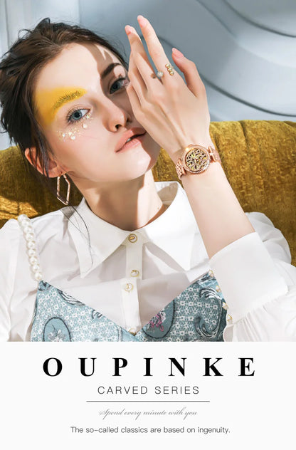 OUPINKE 3175 Women  Original Automatic Mechanical   Brand   Elegant Gift Box Girls' Diamond