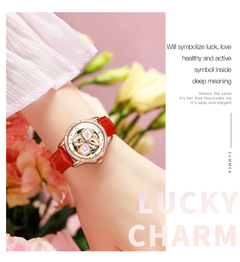 OLEVS 6612 Hollow Original  Mechanical  For Women   Ceramic  Strap Hand  Automatic