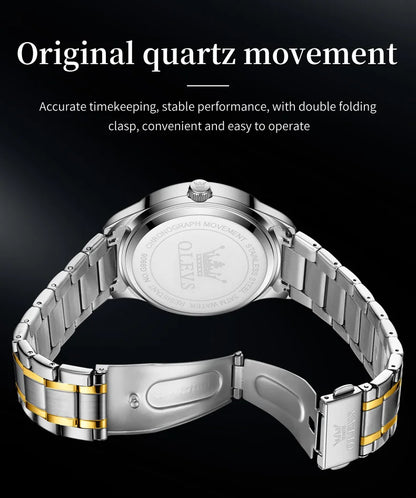 OLEVS  Mens  Simple     Quartz  for Man Diamond Roman Dial  Dual Calendar