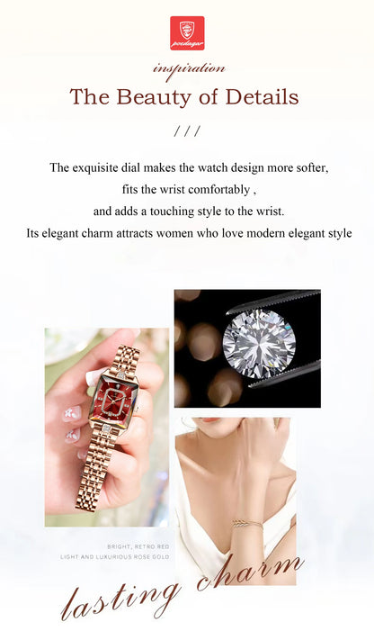 POEDAGAR Top Elegant Women Wristwatch   Ladies    Rectangle Quartz  Watches  Reloj