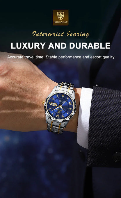 POEDAGAR Brand    Men Sport   Quartz Man   Strap  Calendar   Relógio
