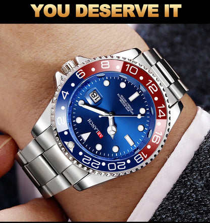 Classic Mens Watch Quartz Green Ghost Diver Series Stainless Steel Waterproof Calendar Clock Business Luxury Watch Reloj Hombre