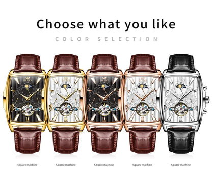 OLEVS Mens Watches Automatic Mechanical  Tourbillon Sport  Leather Casual  Retro Wristwatch Relojes Hombre