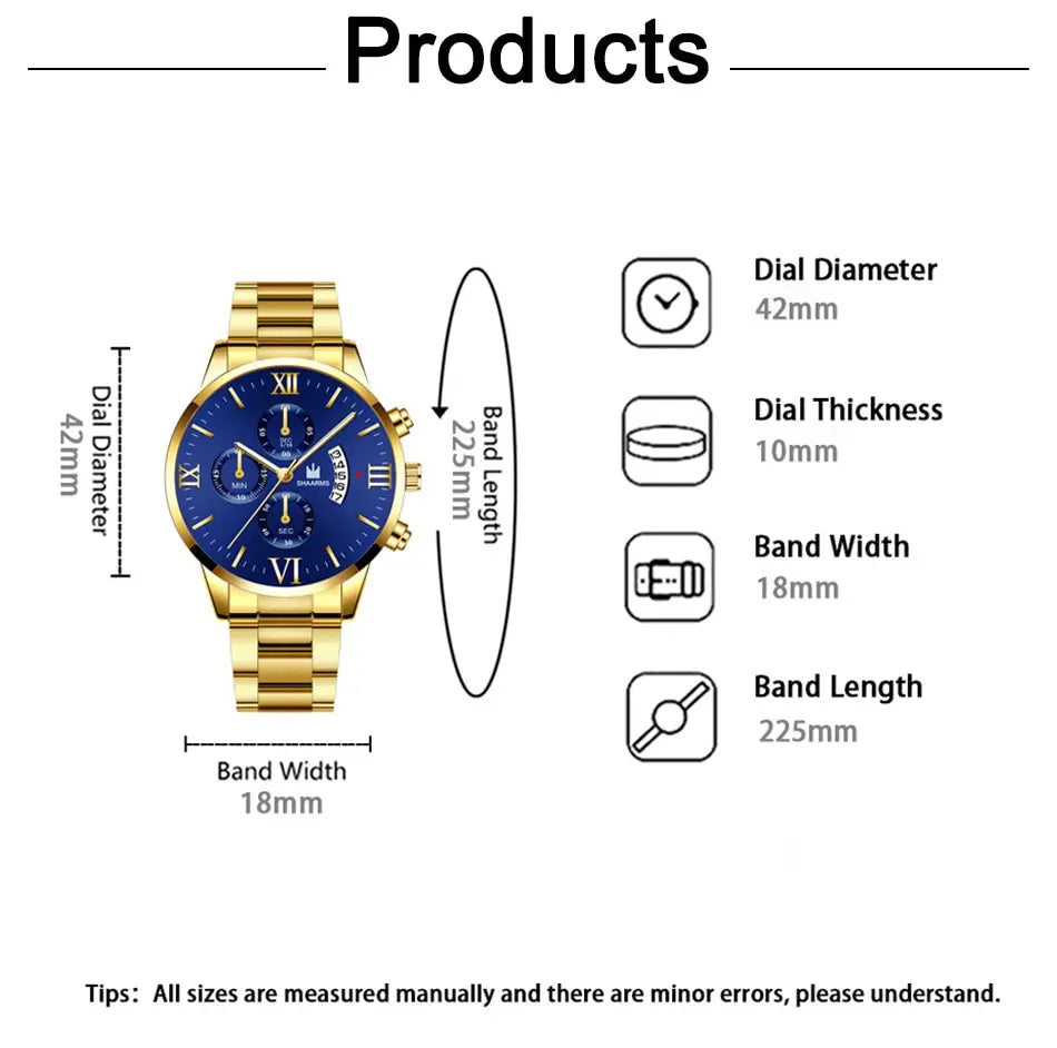 Mens   Quartz   Fake Three Eye Six Pin Calendar Men    Belt Men Watches