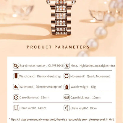 OLEVS 9943 Original Diamond  for Women  Elegant  steel  Quartz Wristwatch  Ladies' Watches