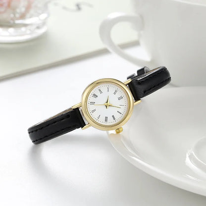 Simple Women Watches  Design Leather  Ladies Quartz Wristwatch Womens Small Round Dial  Reloj Mujer