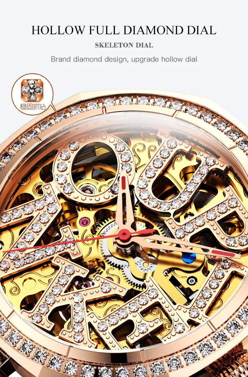 OUPINKE 3175 Women  Original Automatic Mechanical   Brand   Elegant Gift Box Girls' Diamond