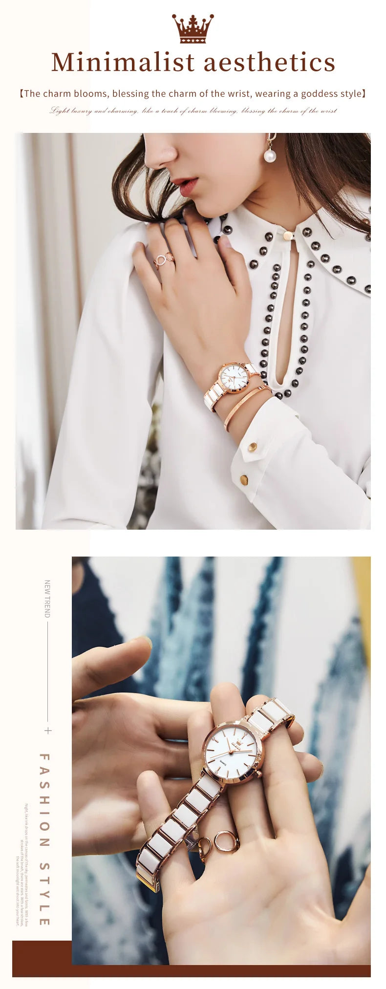 OLEVS  Women Watches Relogio Feminino  Rose Gold  Ladies Quartz Wrist  Ceramic Strap  Reloj Mujer