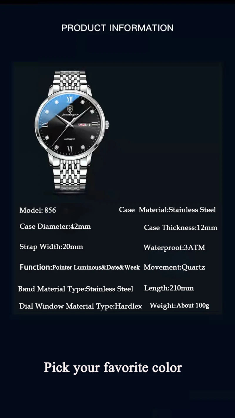 POEDAGAR   Men Quartz Wristwatch   Brand  Sport  Mens Watches Calendar Gifts Clocks