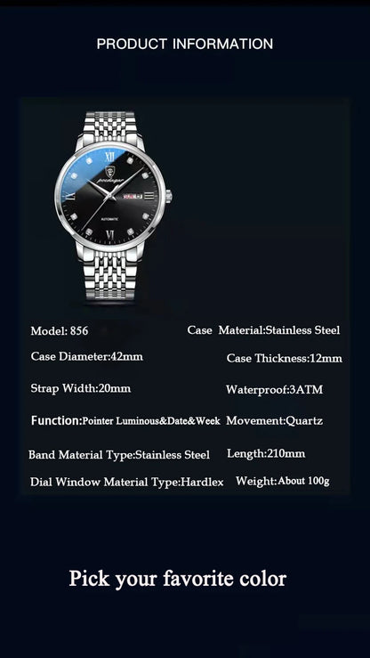 POEDAGAR   Men Quartz Wristwatch   Brand  Sport  Mens Watches Calendar Gifts Clocks