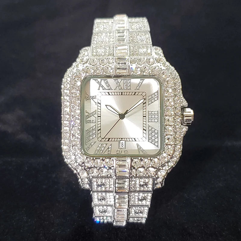 Brand Diamond Watches for Men  Cool Shiny Silver Jewelry  Hip Hop Iced Out Original Reloj Hombre Dropshipping