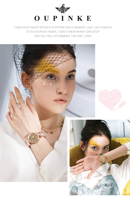 OUPINKE 3175 Women  Original Automatic Mechanical   Brand   Elegant Gift Box Girls' Diamond