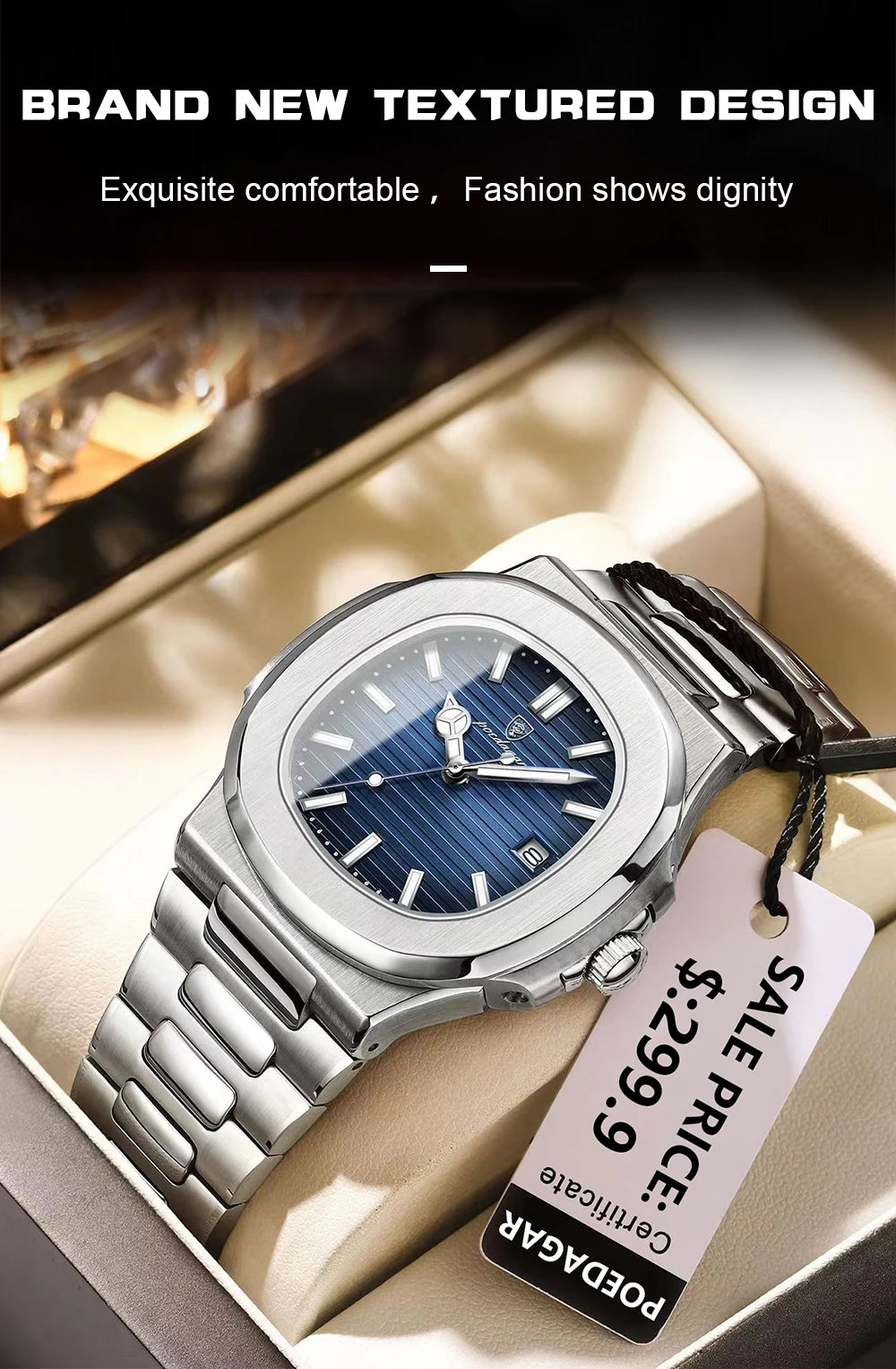 POEDAGAR           Square Quartz Men  reloj hombre