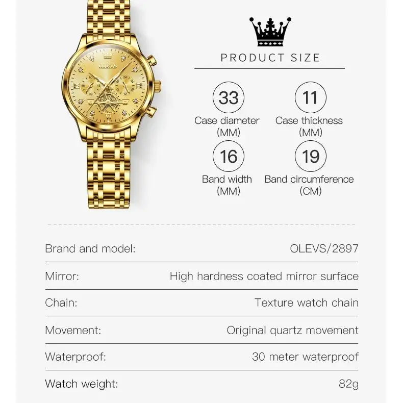 OLEVS Flywheel Skeleton Women Quartz   steel    Ladies Bracelet  for Women Set