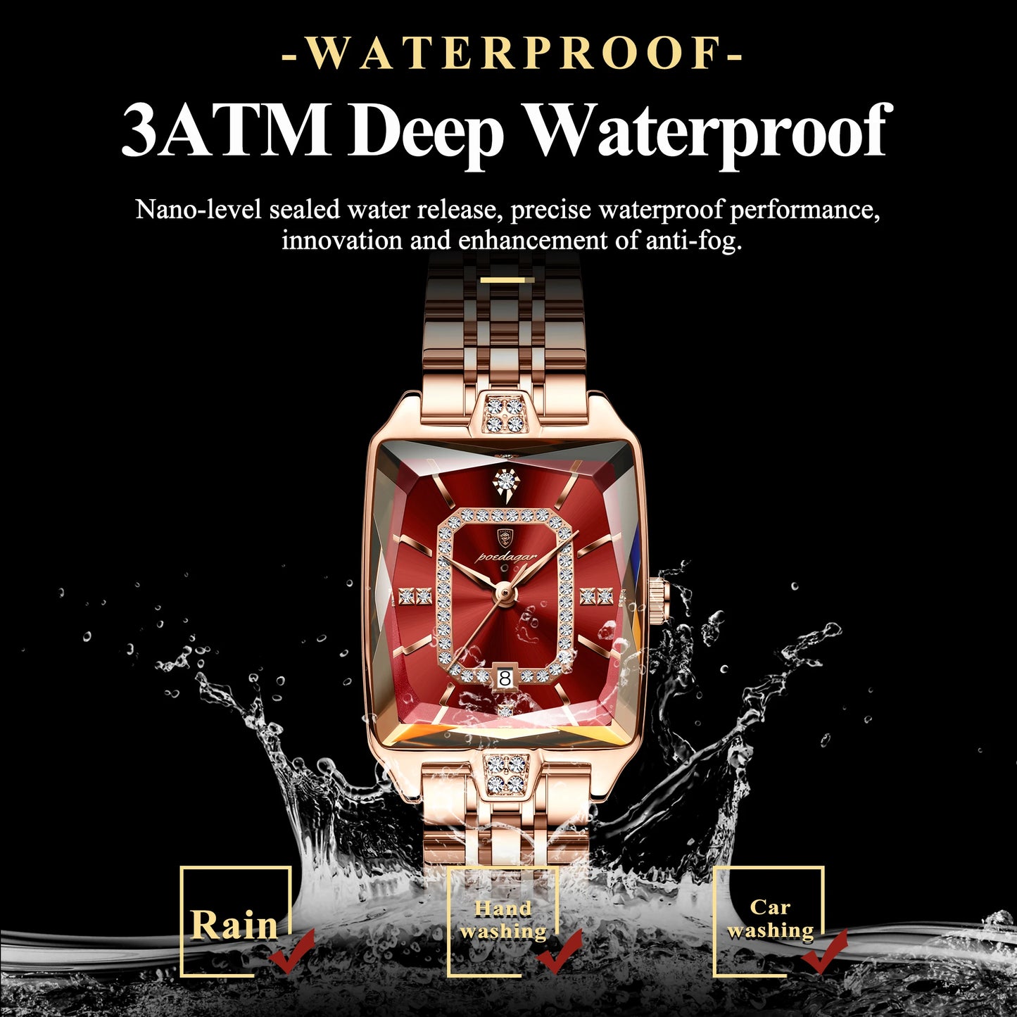 POEDAGAR Top Elegant Women Wristwatch   Ladies    Rectangle Quartz  Watches  Reloj