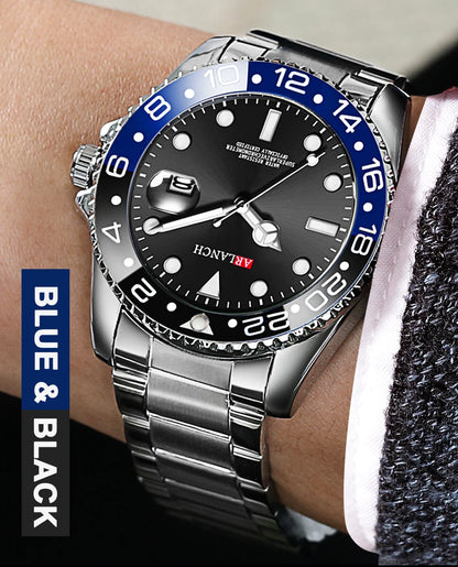 Classic Mens Watch Quartz Green Ghost Diver Series Stainless Steel Waterproof Calendar Clock Business Luxury Watch Reloj Hombre