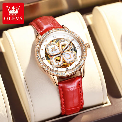 OLEVS 6612 Hollow Original  Mechanical  For Women   Ceramic  Strap Hand  Automatic