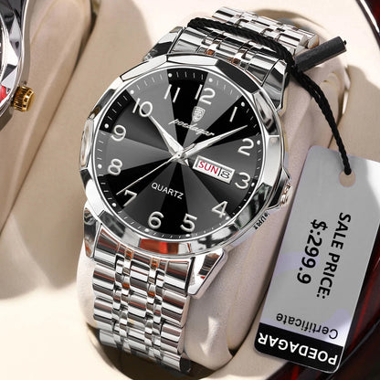 POEDAGAR Men‘s Watches Trend  Original Quartz  for Man Rhombus Mirror Waterpoof   Wristwatch  Week