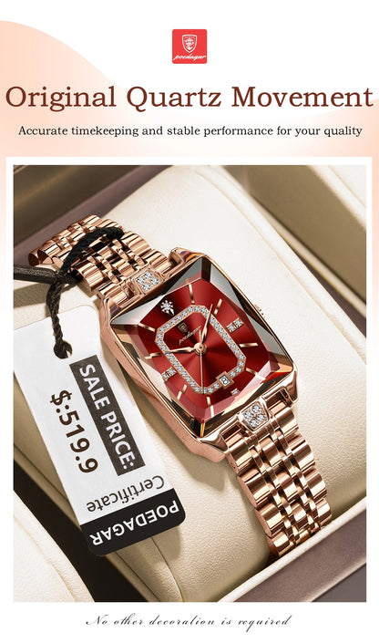 POEDAGAR Top Elegant Women Wristwatch   Ladies    Rectangle Quartz  Watches  Reloj