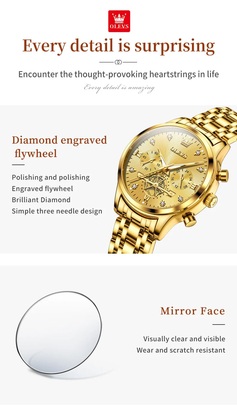 OLEVS Flywheel Skeleton Women Quartz   steel    Ladies Bracelet  for Women Set