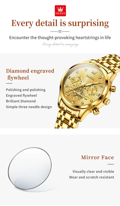 OLEVS Flywheel Skeleton Women Quartz   steel    Ladies Bracelet  for Women Set